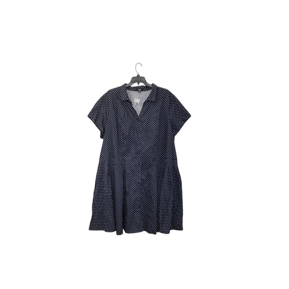 Ellos Sandy Button Shirt Dress Fit & Flare Navy/White Polka Dots Size 5X Plus - Picture 11 of 11